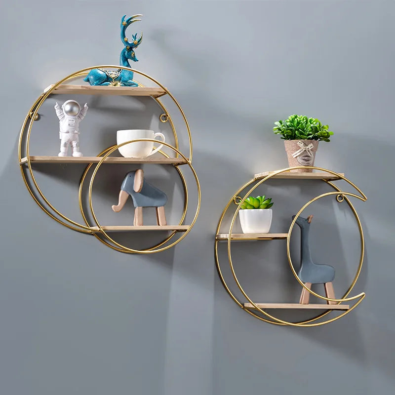 BowLift | NordicWave Double Circle Wall Shelf – Scandinavian Floating Shelf for Home Décor & Storage