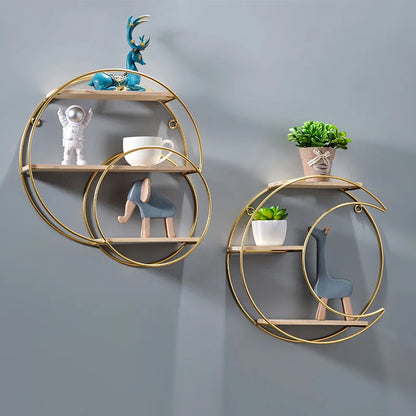 BowLift | NordicWave Double Circle Wall Shelf – Scandinavian Floating Shelf for Home Décor & Storage