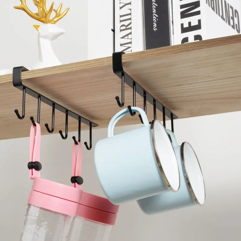 Skanto | Black Kitchen Hook - No Marks or Nails, for Pot, Spatula & Utensil Storage - Kitchen Utensil Holder Shelf
