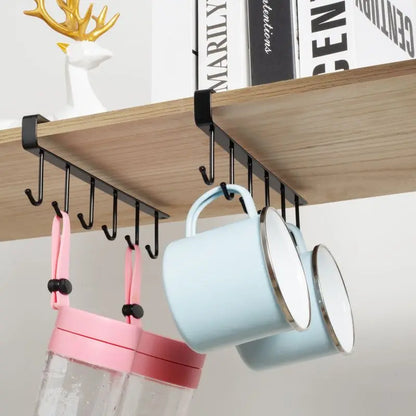 Skanto | Black Kitchen Hook - No Marks or Nails, for Pot, Spatula & Utensil Storage - Kitchen Utensil Holder Shelf