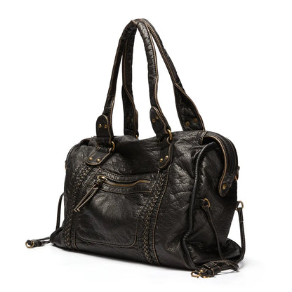 Luxury black leather handbag