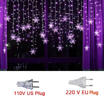 Waterproof Snowflake LED String Lights Christmas Lights - Blinking Fairy Curtain for Holiday Parties, Weddings, and Outdoor Decorations 3,2m (125.9 inches)