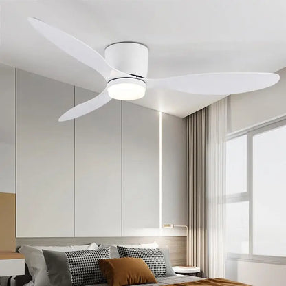 42-52 Inch Ceiling Fans with DC Motor — Remote Control Low Profile Cooling Fans, without Light, white Wood & black Options | Brehn