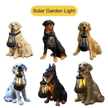 BowLift | Solar-Powered Outdoor Resin Dog Statue Lamp
