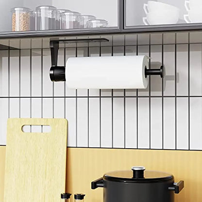 Skanto | Wall-mounted paper towel holder with damping effect - One-handed operation, under-cabinet design for kitchen and bathroom