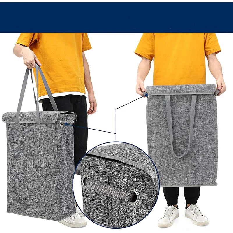 BowLift | NarrowBin Laundry Basket | Narrow & 45L Volume | With Lid & Handles | For Bathroom & Hall