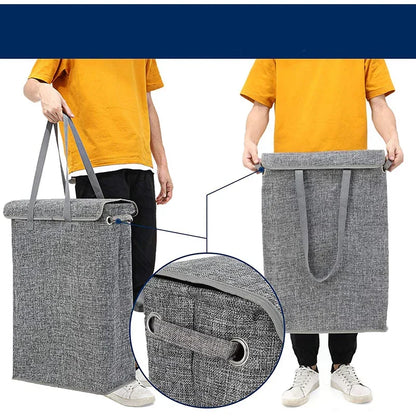 BowLift | NarrowBin Laundry Basket | Narrow & 45L Volume | With Lid & Handles | For Bathroom & Hall
