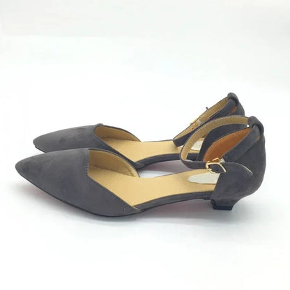 Women's Buckle Strap Pointed Toe D'Orsay Heel Shoes - Blue