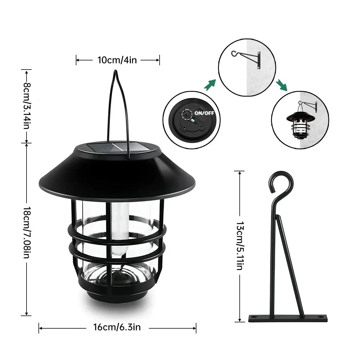 Kalsten | Solar Wireless Waterproof Flickering Sun Flame Lantern Light | - WallLant