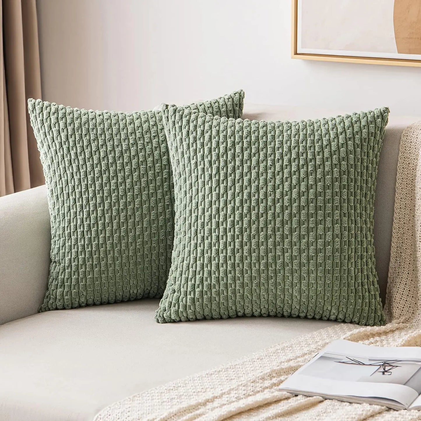 Skanto | Boho Corduroy Pillow Cover – Stylish Striped Decorative Pillowcase for Sofa or Bed