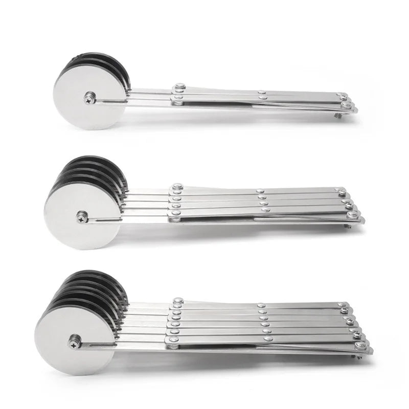 BowLift | SlicePro Stainless Steel Dough Cutter | Foldable & Adjustable | 3–7 Wheels | Perfect Portioning for Pizza, Pastries & Pasta