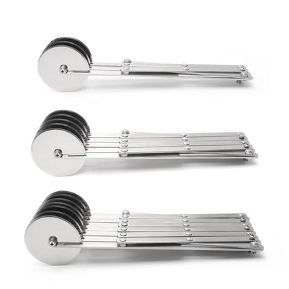 BowLift | SlicePro Stainless Steel Dough Cutter | Foldable & Adjustable | 3–7 Wheels | Perfect Portioning for Pizza, Pastries & Pasta