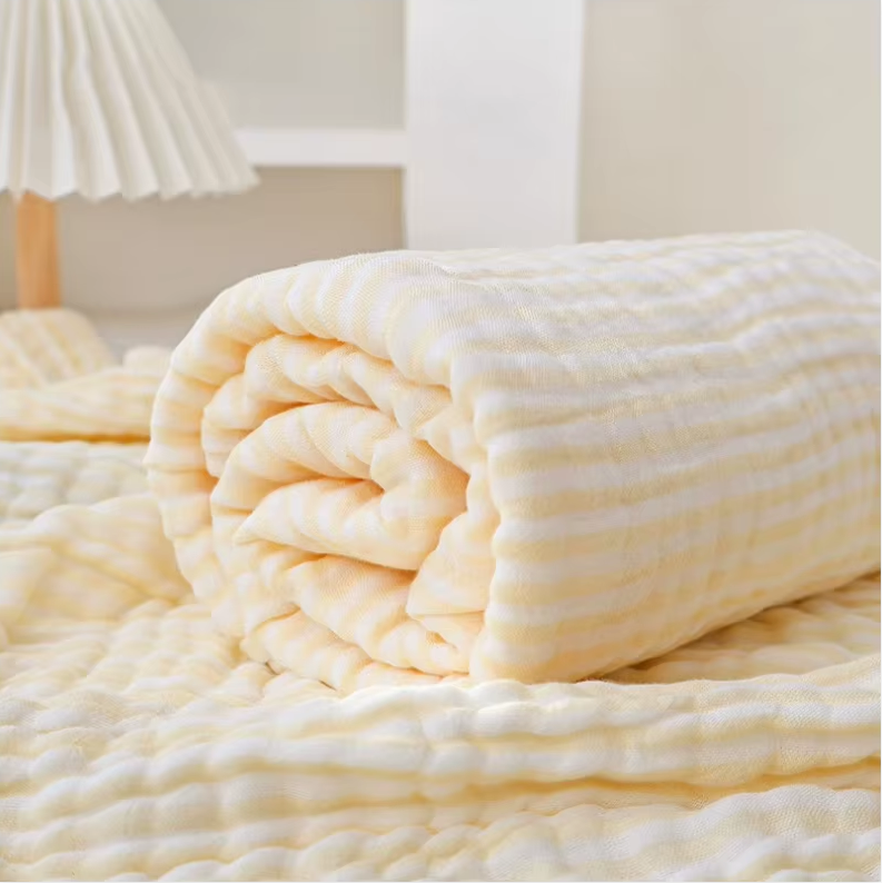 High-quality 6-layer baby swaddle blanket made from muslin cotton bamboo blend fabric