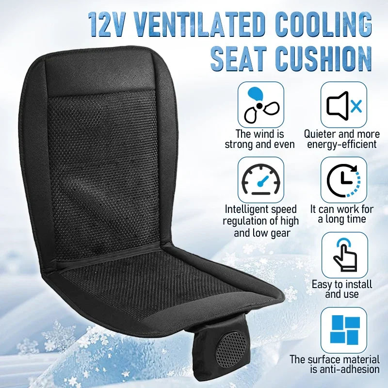 DC 12V 3D Car Seat Cooling Cushion | 8-Fan Ventilated Summer Air Seat for Fast Cooling | Bowlift