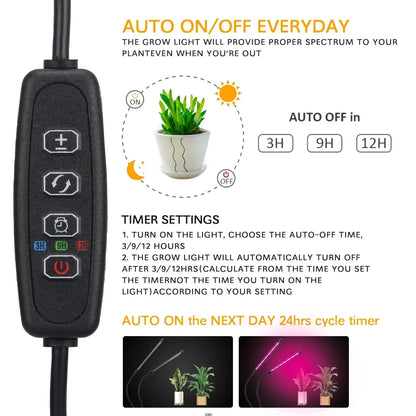 BowLift | LumiPlant LED Plant Light | USB Grow Light | 1–4 Heads | Dimmable with Timer