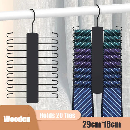 BowLift | OrganizePro Holzico | Tie & Belt Holder | 20 Rotatable Hooks | For the Style-Conscious