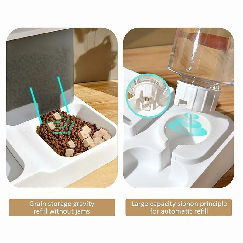 Skanto | Large Capacity Automatic Cat Feeder with Water Bowl - Wet & Dry Separated Pet Food Dispenser - Practical Pet Supplies