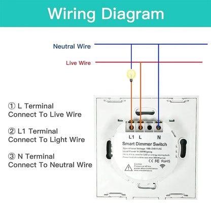 Tuya Smart Light Wall Switch with Neutral Wire - WiFi Dimmer Control via SmartLife Google Alexa Apps