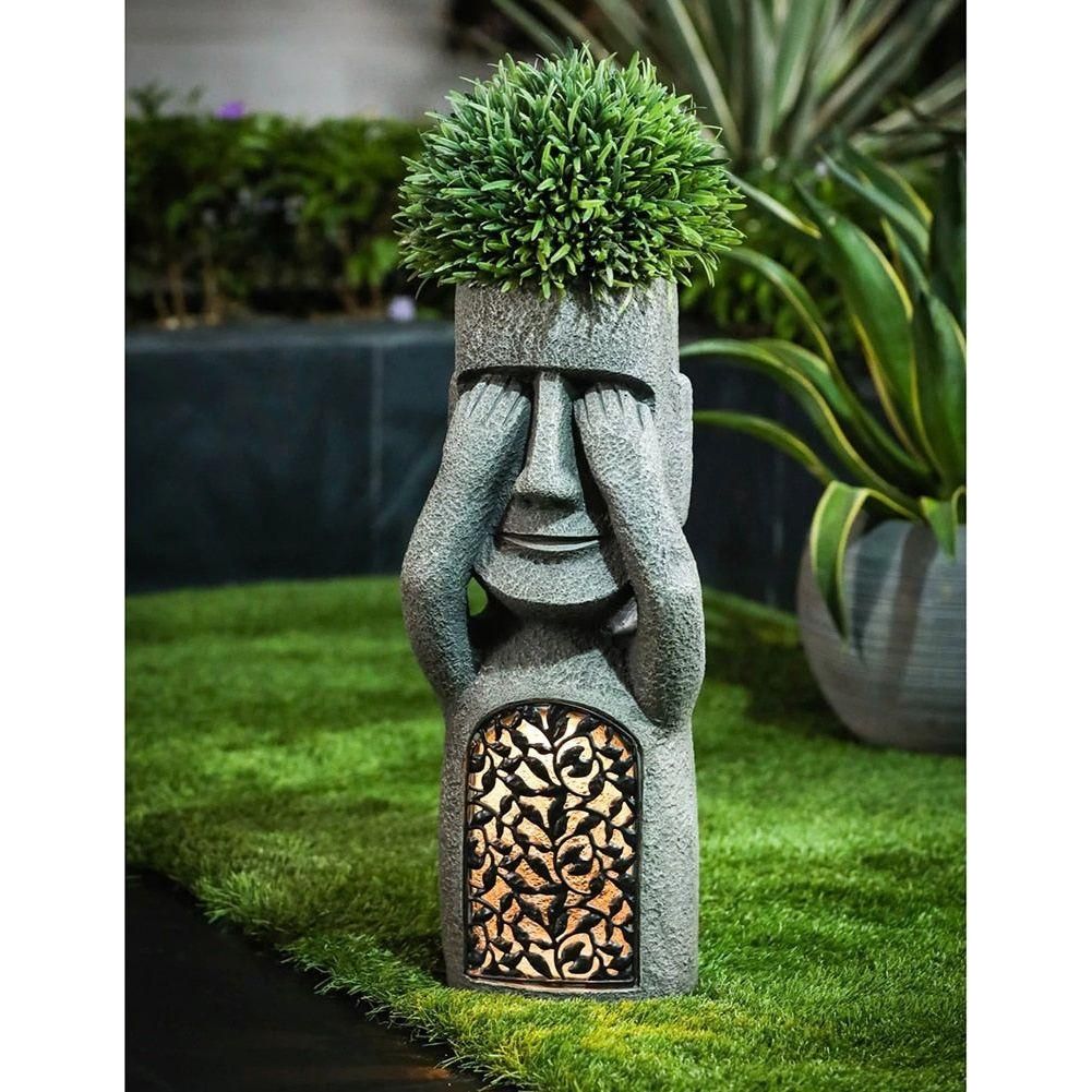 Flower pot with face & LED – Decoration for garden and balcony lighting | Bowlift
