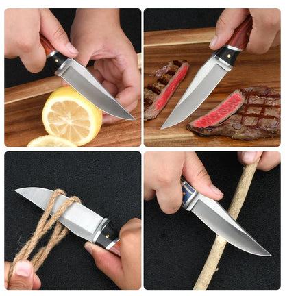 Skanto | 7.5-inch All-Purpose Knife – Stainless Steel with Colored Wooden Handle – Ideal for Home Kitchen, Outdoor Camping, and Grilling