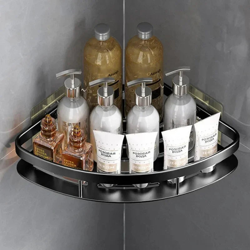 Corner Holder Aluminum Wall Shelf – Space-Saving Bathroom Organizer Without Drilling | Bowlift
