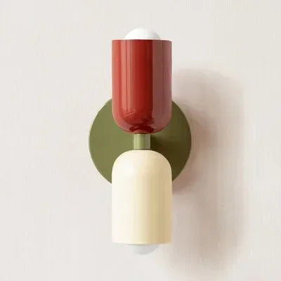 Modern, minimalist Nordic LED wall light in cream with two light heads for living room, bedroom and study – ideal as interior decoration.