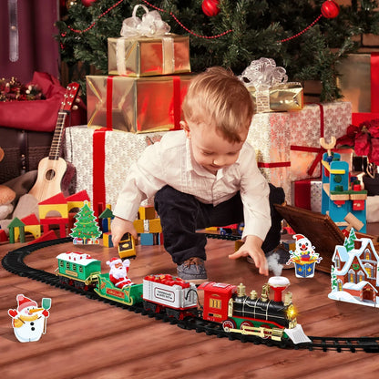 Electric Christmas Train Set for Kids – With Smoke Effect, Lights & Realistic Sounds (Christmas Gift)