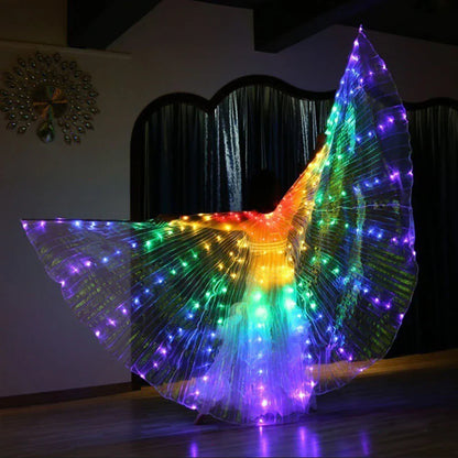 BowLift | LED Wing Costume LumiWings | Glowing Fairy Cape | 140 cm / 110 cm | With Telescopic Rods & Switch | For Stage, Party & Show