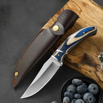 Skanto | 7.5-inch All-Purpose Knife – Stainless Steel with Colored Wooden Handle – Ideal for Home Kitchen, Outdoor Camping, and Grilling