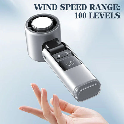 Mini handheld fan with 100 speed settings and digital display | Karnz