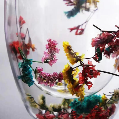 2pcs Dried Flowers Double-Walled Glass Mug