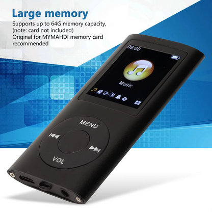Compact MP3 player with high-resolution 1.8-inch LCD display.
