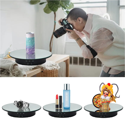 Skanto | Motorized Rotating Mirror Display Stand - Three Speeds, Turntable Holder, USB Powered for Rotating Shots