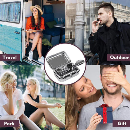 Mini Portable Metal Cigarette Ashtray with Lockable Lid - Fashionable Desktop Ashtray - Pocket Ashtray Gift for Men