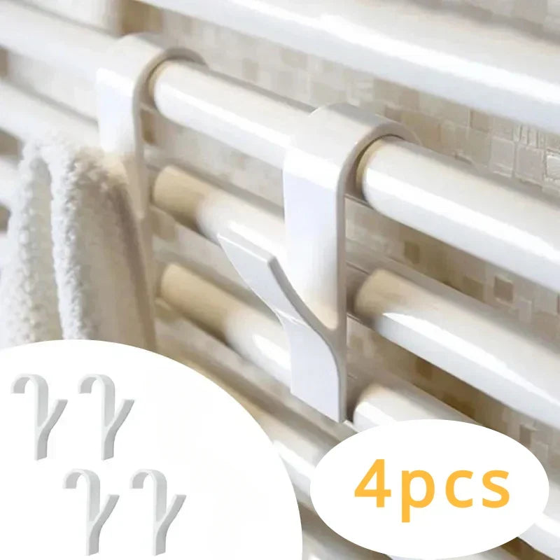 BowLift | HeatHook Radiator Hooks Set | 4-Pack | Space-Saving & Transparent | For Bath & Kitchen