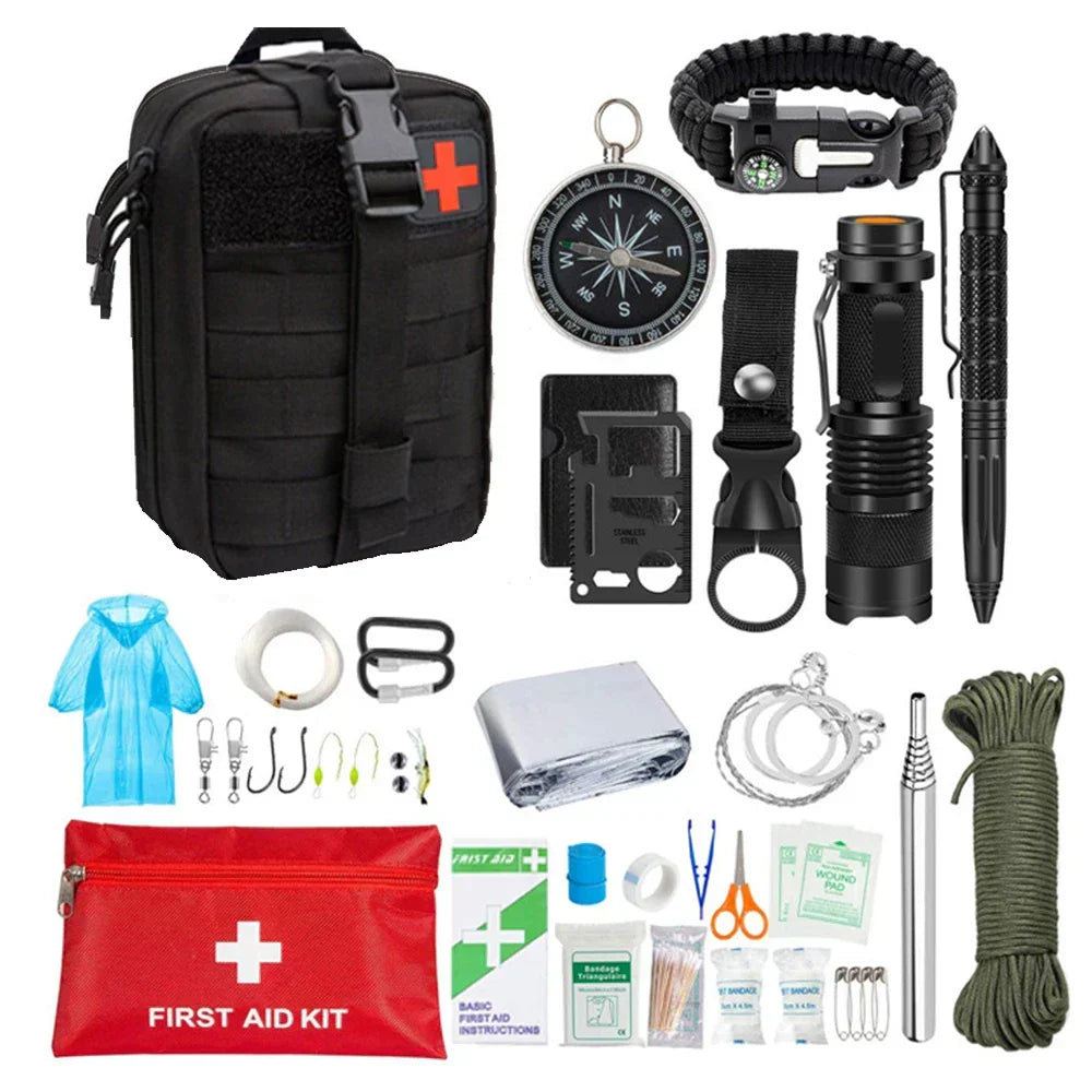 Skanto | 38-in-1 First Aid and Survival Kit with Flashlight and Compass