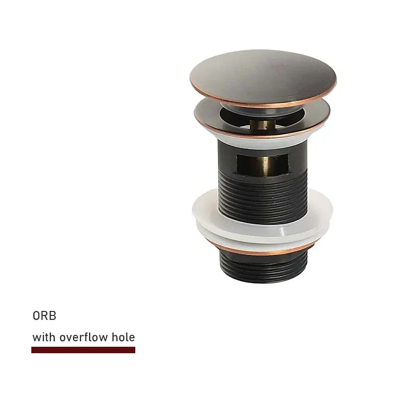 Drain screw with push-down popup – brass | 11 colors | With or without overflow Bowlift