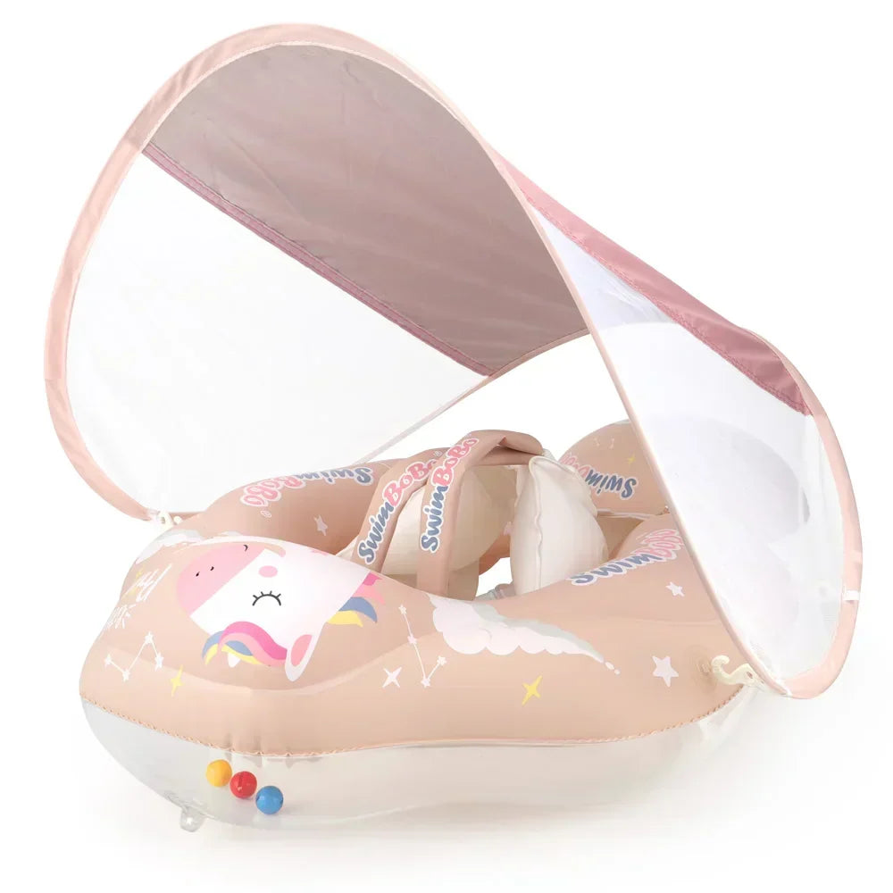 Solaboo Baby Swim Ring | With UV Protection Canopy and Support | Inflatable and safe | From 6 months