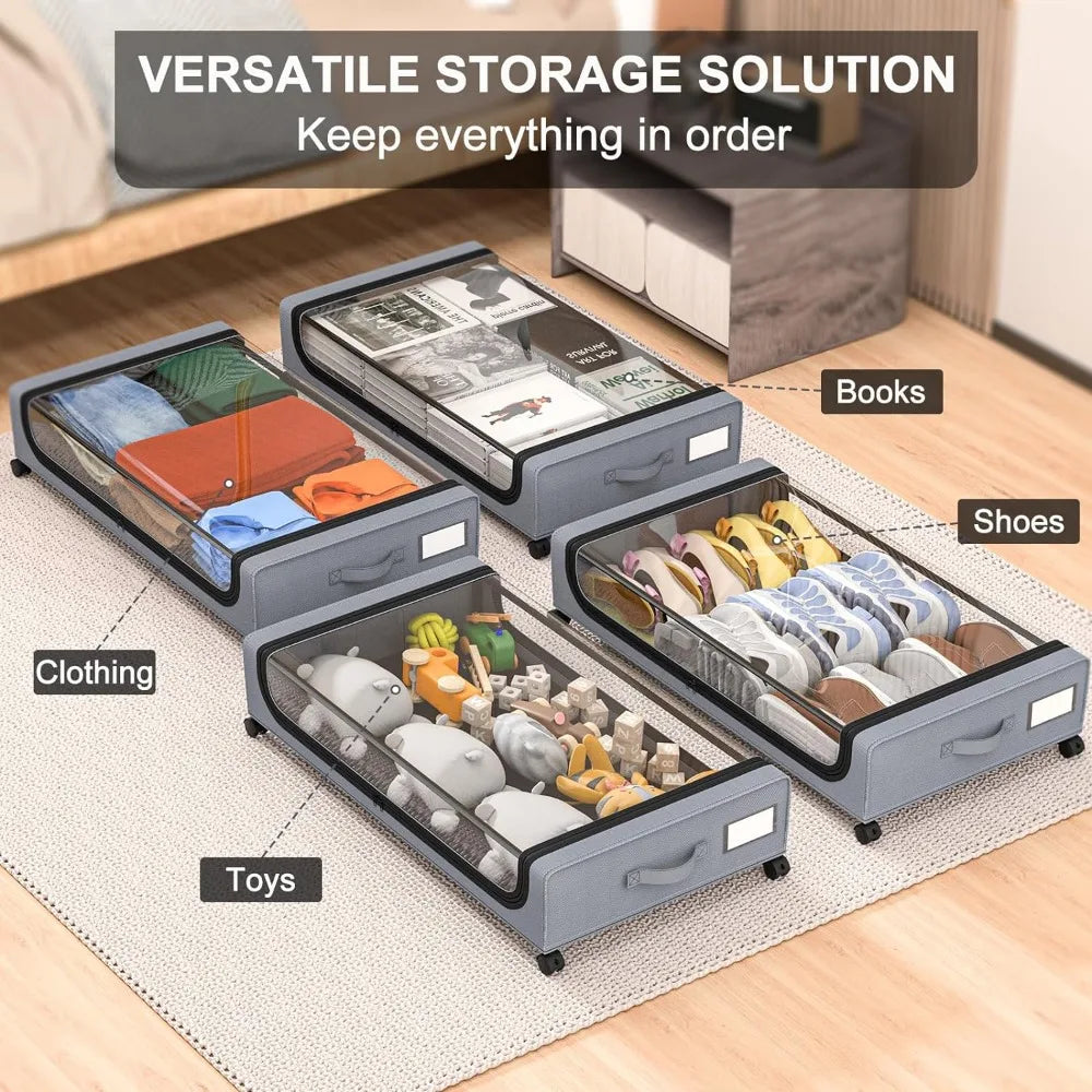 Under-bed storage Stackable wheeled box Organizer | Karnz