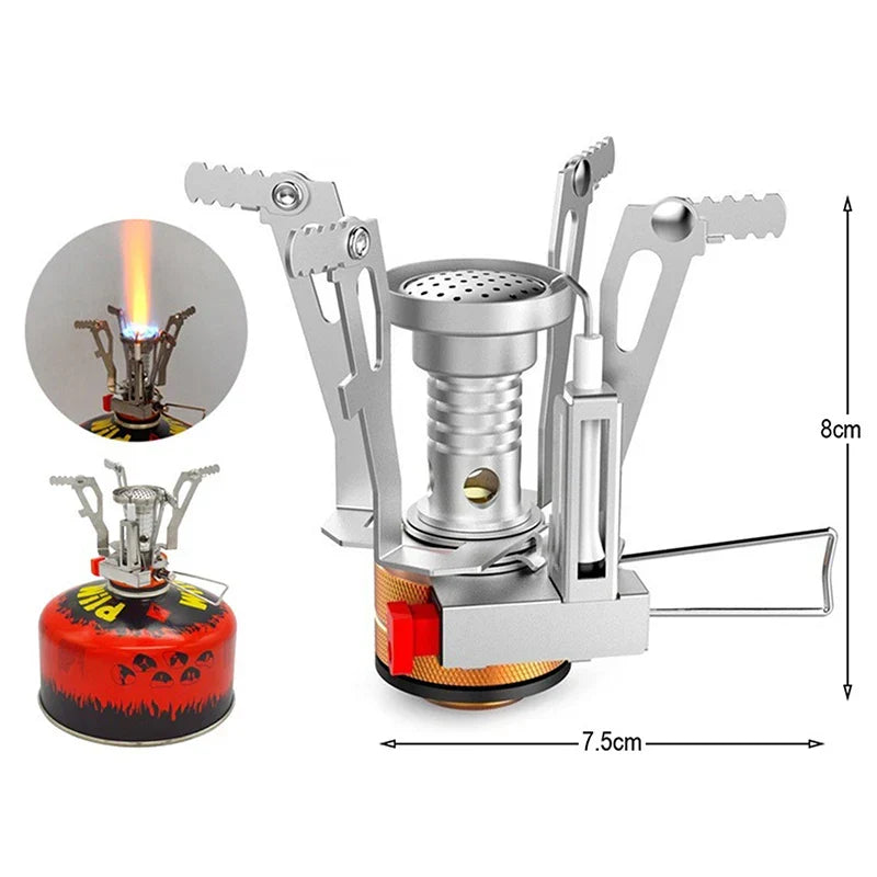 Portable Outdoor Camping Gas Stove: Aluminum Alloy Ultra-Light Camp Stove for Picnic Cooking - Essential Camping Accessories for Survival Stove