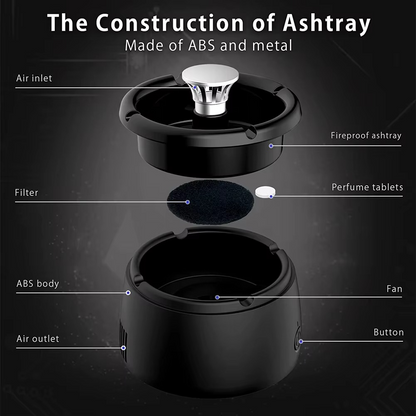 Kalsten | Rechargeable Smokeless Ashtray for Home, Office, Car or Outdoor Use – Black