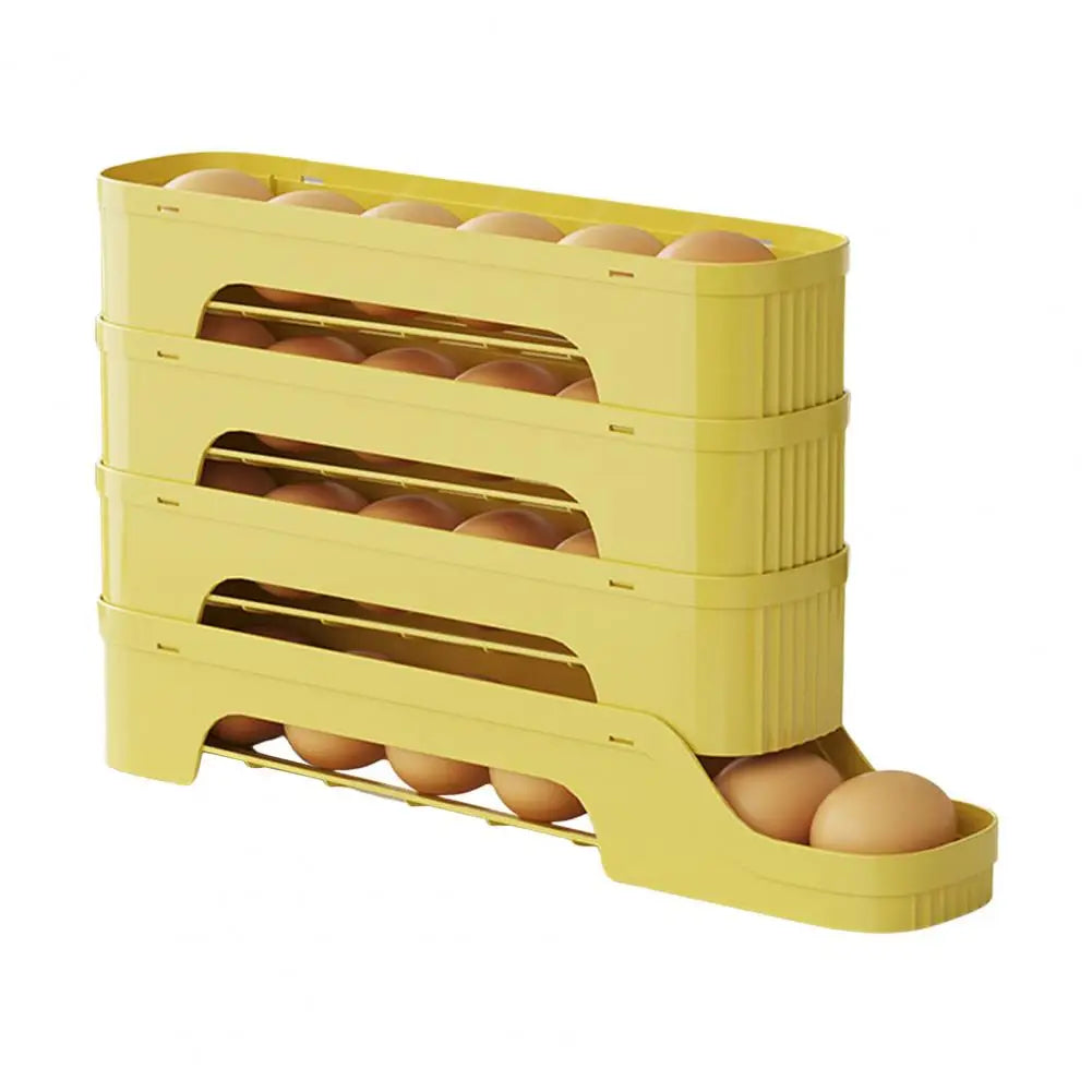 BowLift | Egg Box RolloMaxx | 4-Tier Egg Organizer | Space-Saving & Self-Rolling | Transparent Design