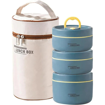 Skanto | Portable Insulated Lunch Container Set – 3 Stackable Thermal Food Storage Boxes for Adults and Kids