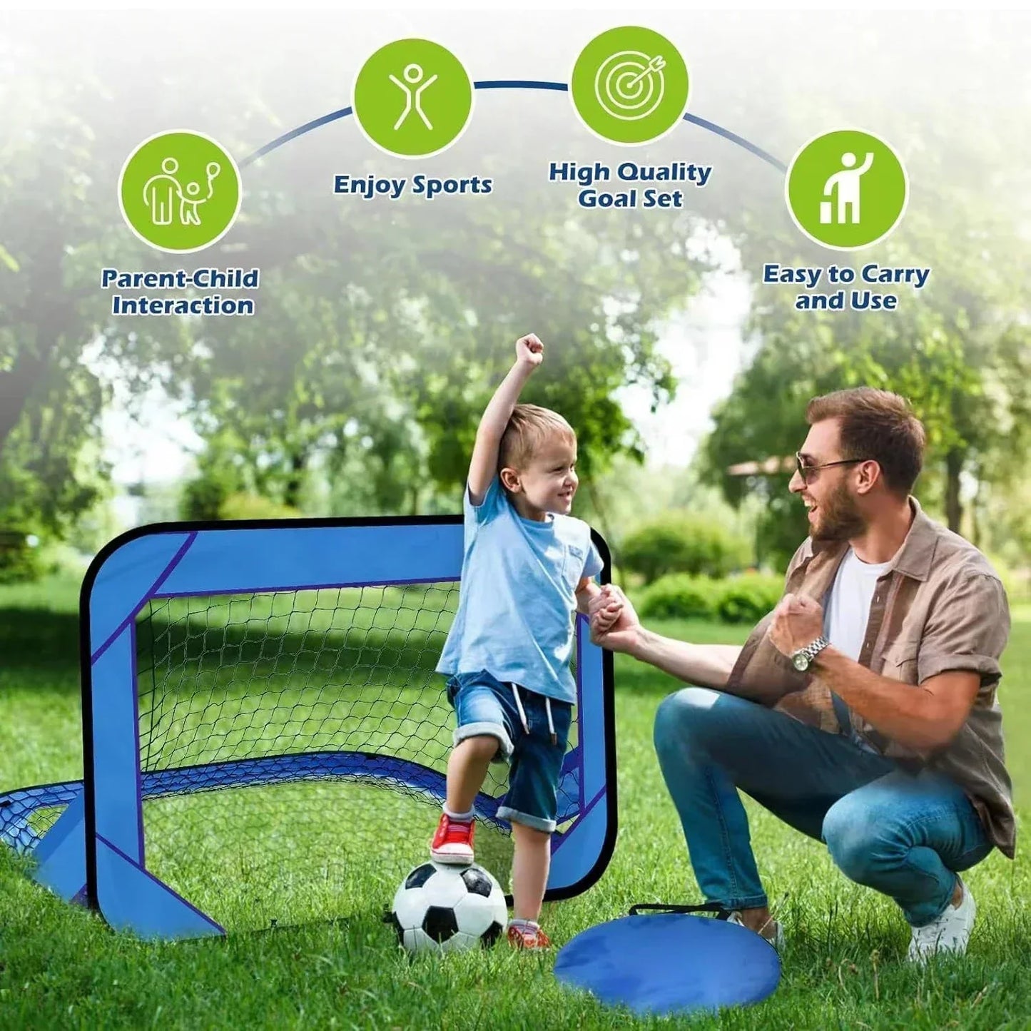 BowLift | PlayMax Foldable Football Goal – Kids 4-in-1 Portable Soccer Net for Training & Outdoor Play