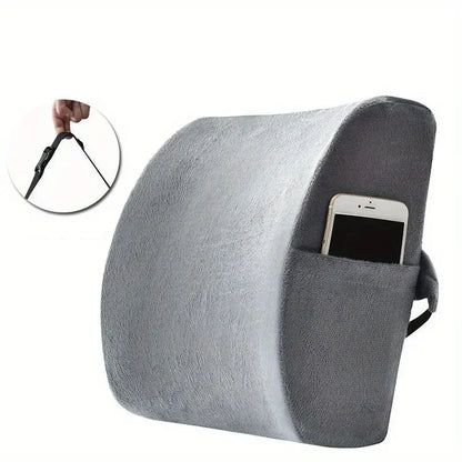Lumbar support cushion for office chair and car seat - Perfectly balanced memory foam back cushion, versatile support for comfort