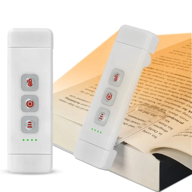 Skanto | Clip-on Light for Books, USB Rechargeable Reading Light with Timer, Portable LED Bookmark Light for Bedside and Desk