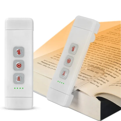 Skanto | Clip-on Light for Books, USB Rechargeable Reading Light with Timer, Portable LED Bookmark Light for Bedside and Desk