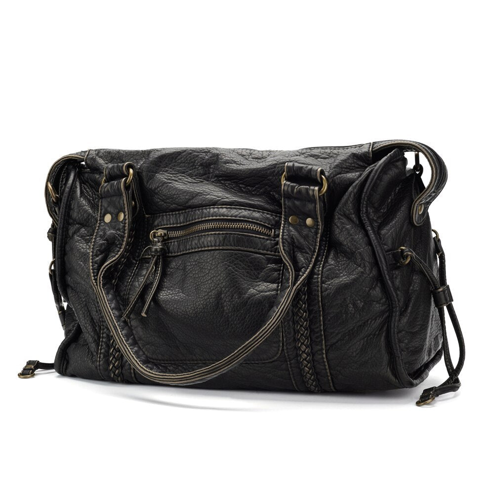 Luxury black leather handbag