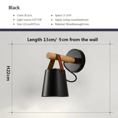 NordicGlow Light - Wooden LED Wall Lamp with Leather Detail Skanto