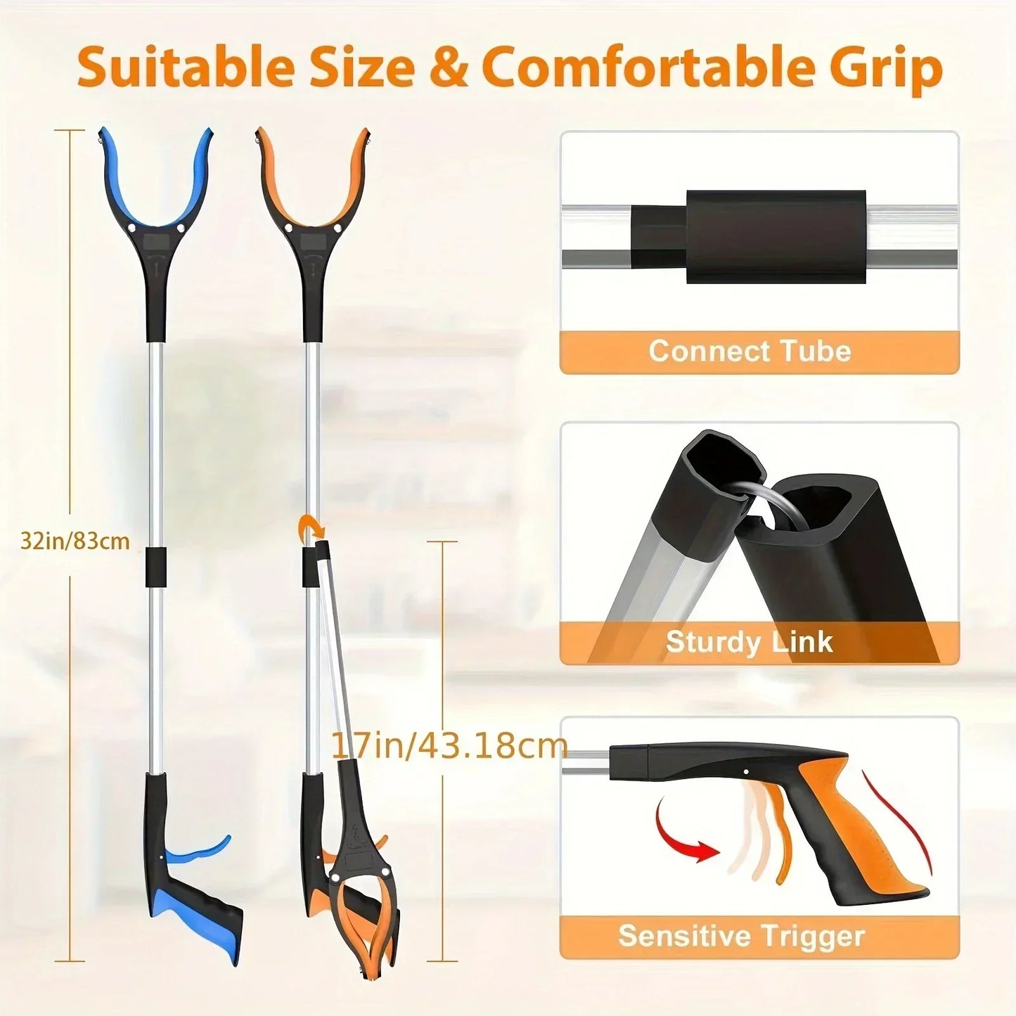 Skanto | 32-inch Grabber Tool – Lightweight, Sturdy 360° Rotating Clamp for Seniors, Pickup Tool